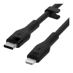 Кабель USB-С к Lightning зарядки/синхронизации Belkin 1м Type-C силиконовый с клипсой черный (CAA009BT1MBK)