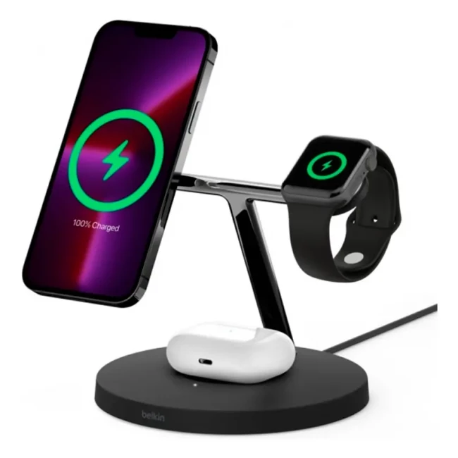 Зарядное устройство беспроводное Belkin 3в1 MagSafe iPhone/Watch/AirPods Fast charger черный (WIZ017VFBK)