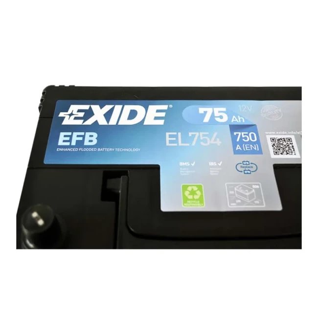 Автомобильный аккумулятор EXIDE EFB 6CT-75Ah Asia AзE (EL754)