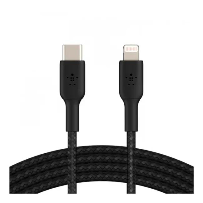 Кабель Belkin USB-С - Lightning Braided 1м black (CAA004BT1MBK)