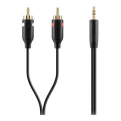 Кабель jack 3.5 до 2xRCA (M/M) Belkin 2м чорний (F3Y116BT2M)