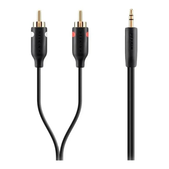 Кабель jack 3.5 до 2xRCA (M/M) Belkin 2м черный (F3Y116BT2M)