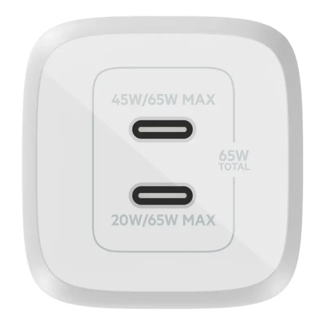 Зарядное устройство Belkin Hoмe Charger 65W GAN PD PPS Dual USB-С - USB-С 2м (WCH013VF2MWH-B6)