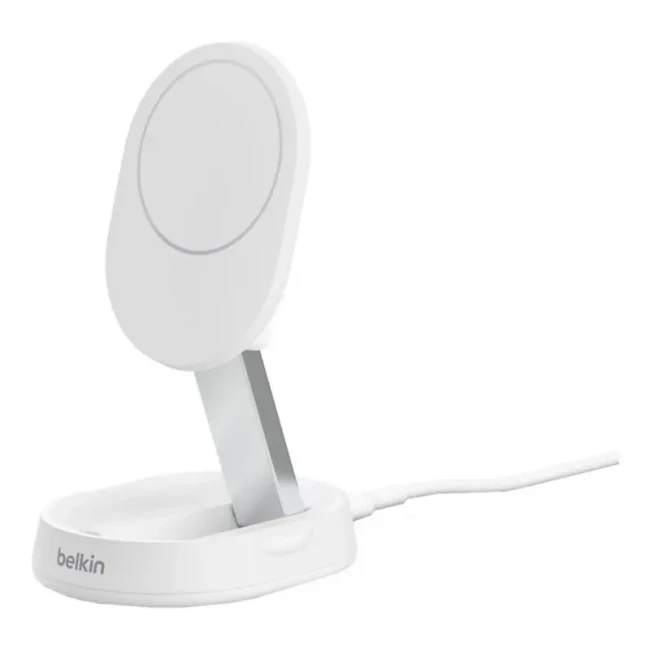 Зарядное устройство беспроводное Belkin 15Вт Magnetic Stand Qi2 белый (WIA008BTWH) Зарядное устройство беспроводное Belkin 15Вт Magnetic Stand Qi2 белый (WIA008BTWH)