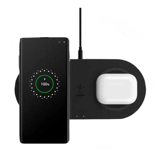 Зарядное устройство беспроводное Belkin 2в1 10Вт черное (WIZ002VFBK)