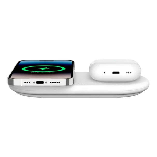 Зарядное устройство беспроводное Belkin 2в1 15Вт Pad Qi2 белый (WIZ021VFWH)