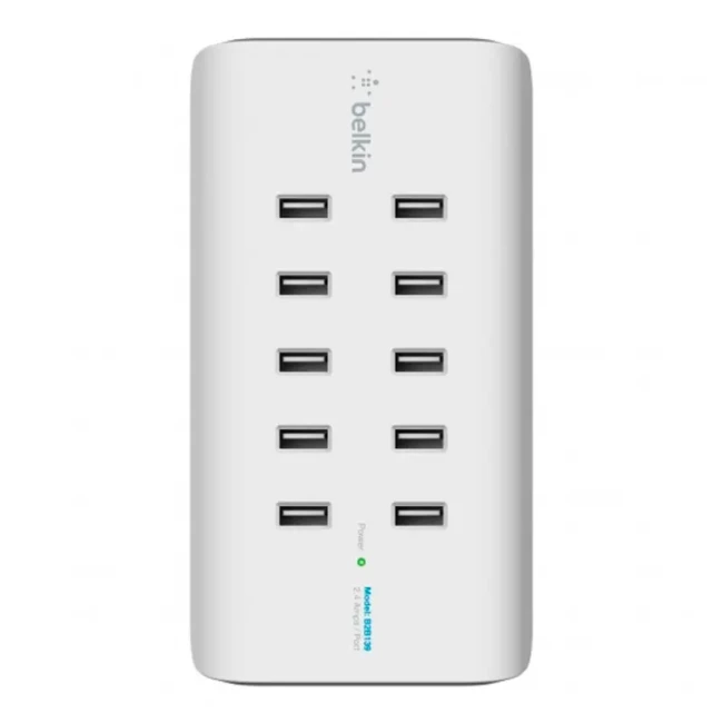 Зарядное устройство сетевое Belkin 120Вт 10хUSB-A белое (B2B139vf)