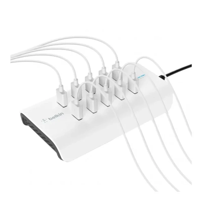 Зарядное устройство сетевое Belkin 120Вт 10хUSB-A белое (B2B139vf)