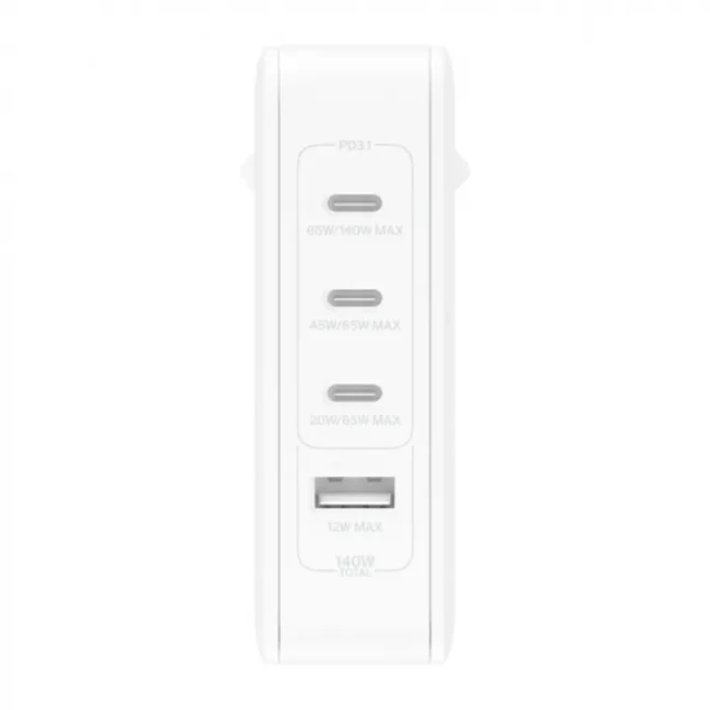 Зарядное устройство сетевое Belkin 140Вт 3хUSB-С GAN PD PPS USB-A белый (WCH014BTWH)