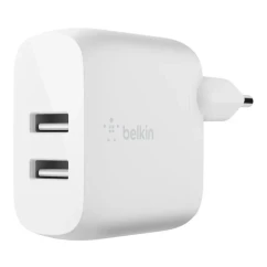 Зарядное устройство сетевое Belkin 24Вт 2хUSB-A кабель USB-A до USB-C 1м белый (WCE001VF1MWH)