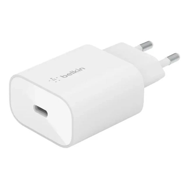 Зарядний пристрій мережевий Belkin 25Вт USB-С PD PPS кабель USB-С до Lightning 1м PVC білий (WCA004VF1MWH-B5)