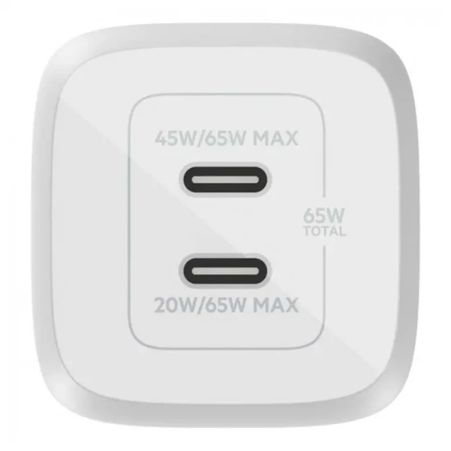 Зарядное устройство сетевое Belkin 65Вт 2хUSB-С GAN PD PPS белый (WCH013VFWH)