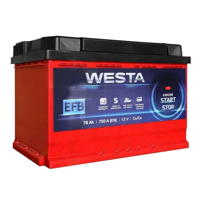Автомобільний акумулятор WESTA 6CT-78Ah EFB Start-Stop RED АзЕ (WEFB780)