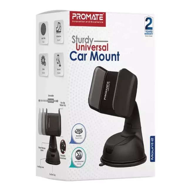 Держатель Promate автомобильный для мобильных устройств Mount-2 Black