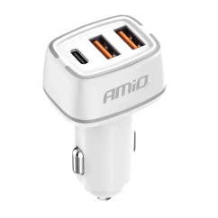 Автомобільний зарядний пристрій AMIO 2xUSB-A + USB-C 32W (03890) (038901)