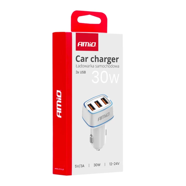 Автомобільний зарядний пристрій AMiO 3xUSB-A 30W (03889/038895)