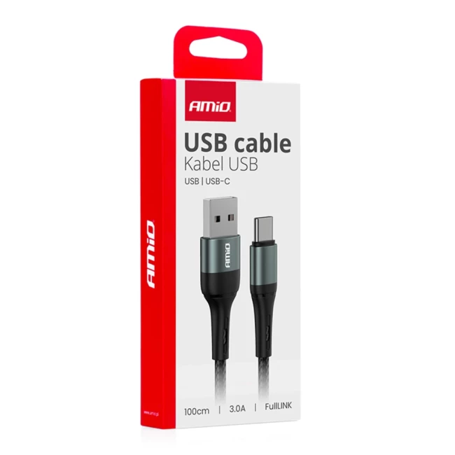 Кабель AMiO FullLINK USB-A - USB-C 3A 100см (03911/039113)