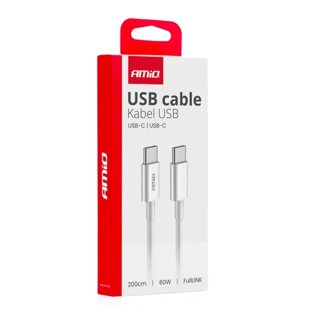 Кабель AMiO FullLINK USB-C - USB-C 60W 200см (03897/038970)