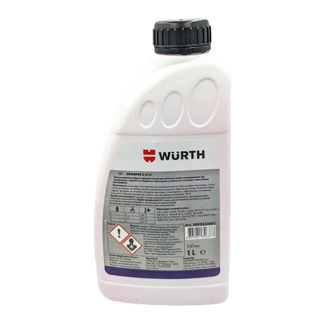 Антифриз концентрат Wurth LL G12+ 1л красный (5892332001)