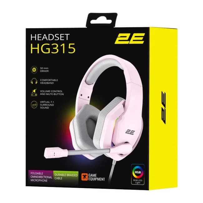 Наушники 2E Gaming "HG315 RGB USB 7.1 Pink" (2E-HG315PK-7.1)