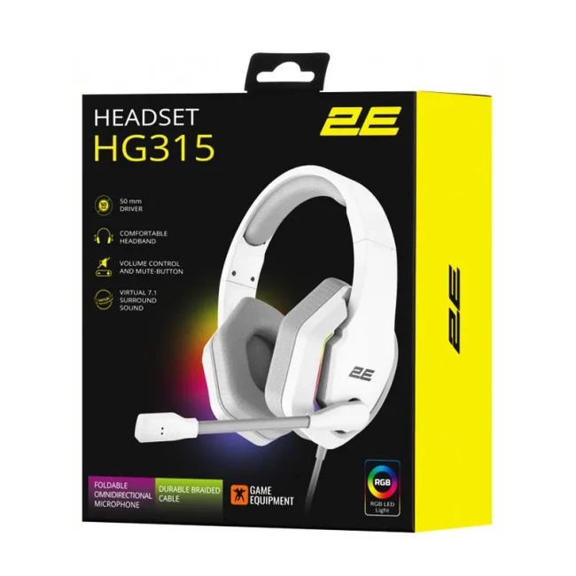 Наушники 2E Gaming "HG315 RGB USB 7.1 White" (2E-HG315WT-7.1)