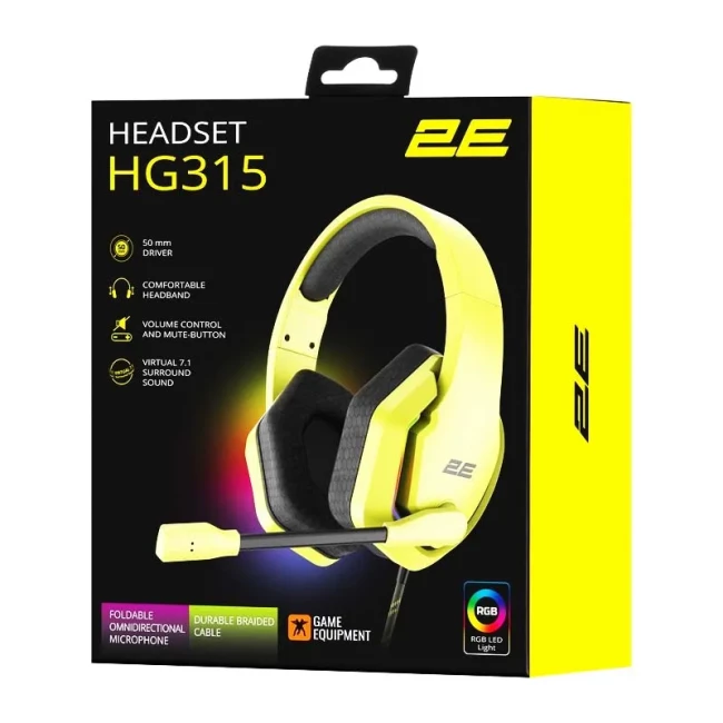 Наушники 2E Gaming "HG315 RGB USB 7.1 Yellow" (2E-HG315YW-7.1)
