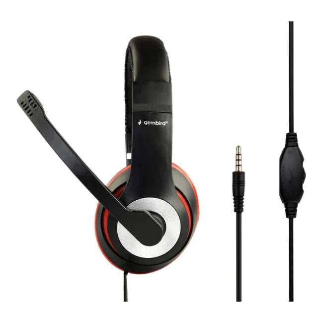 Наушники Gembird Black/Red (MHS-03-BKRD)