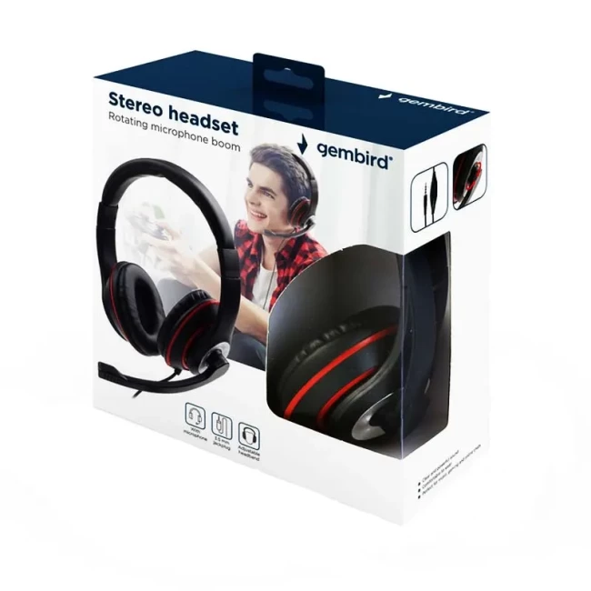 Наушники Gembird Black/Red (MHS-03-BKRD)