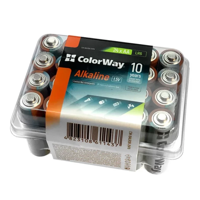 Батарейка ColorWay Alkaline Power AA/LR06 Plactic Box 24шт (CW-BALR06-24PB)
