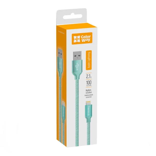 Кабель синхронізації ColorWay USB-Lihgtning Mint (CW-CBUL004-MT)