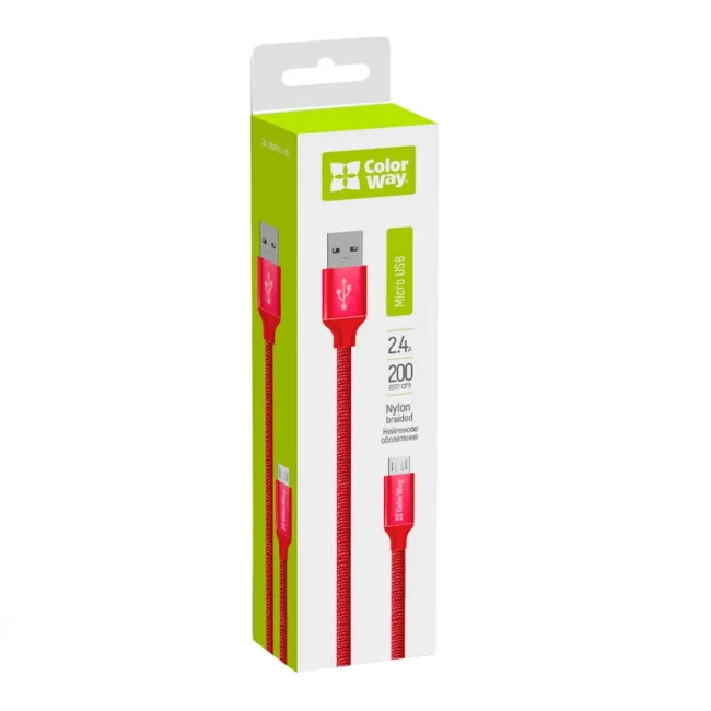 Кабель синхронізації ColorWay USB-MicroUSB Red (CW-CBUM002-RD)