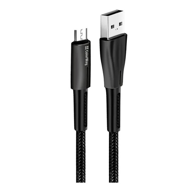 Кабель синхронізації ColorWay USB-MicroUSB Zinc Alloy + Led Black (CW-CBUM035-BK)