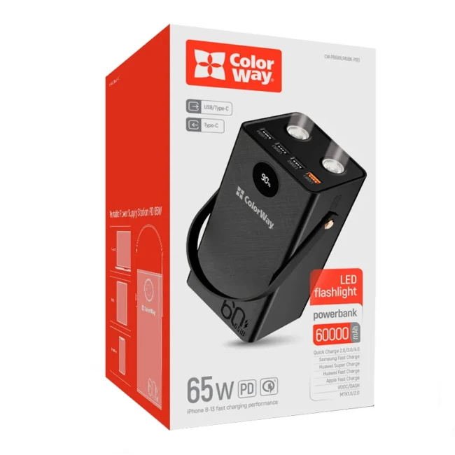 Универсальная мобильная батарея ColorWay Powerful 60000mAh Black (CW-PB600LPA5BK-PDD)