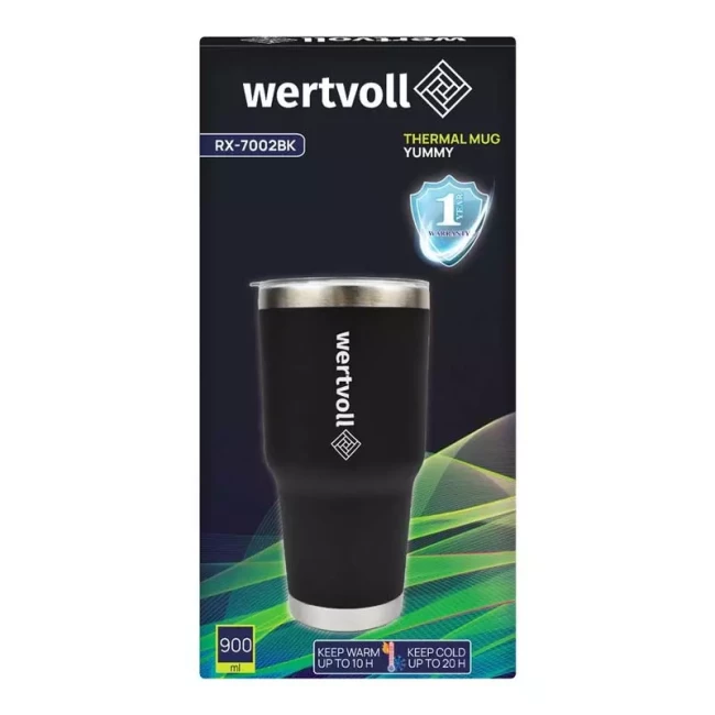 Термокружка Wertvoll YUMMY 900 мл SS черная (RX-7002BK)
