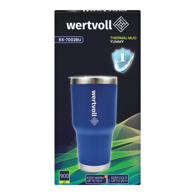Термокружка Wertvoll YUMMY 900 мл SS синяя (RX-7002BU)