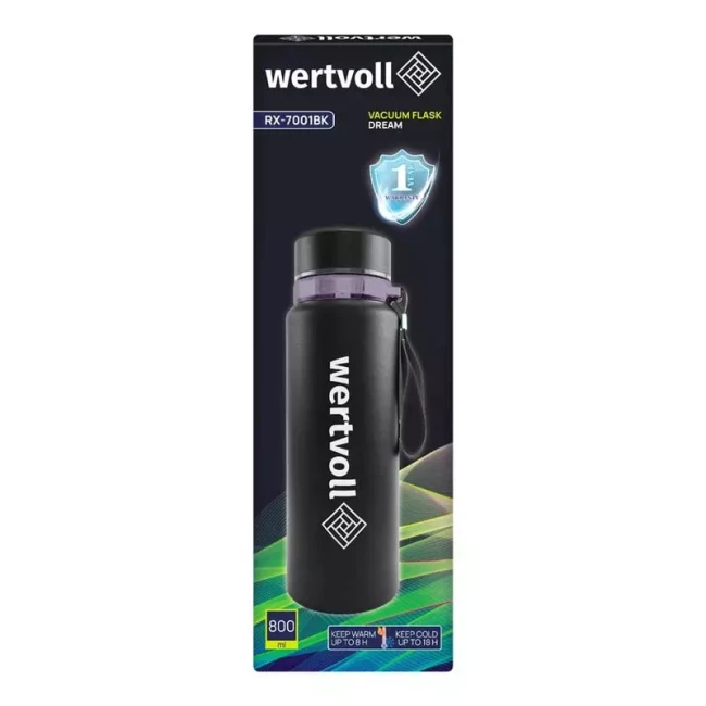 Термос Wertvoll DREAM 800 мл SS Digital Sensor t °C чорний (RX-7001BK)