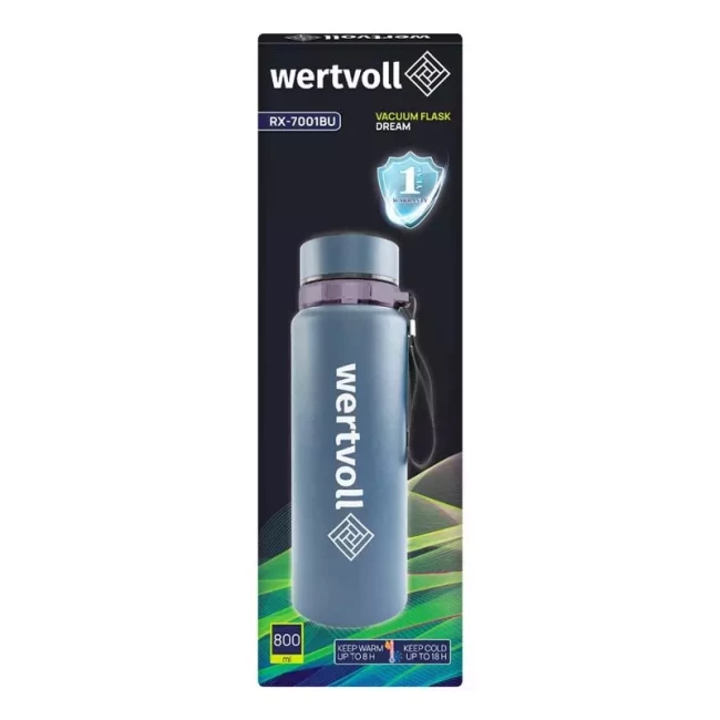 Термос Wertvoll DREAM 800 мл SS Digital Sensor t °C синий (RX-7001BU)