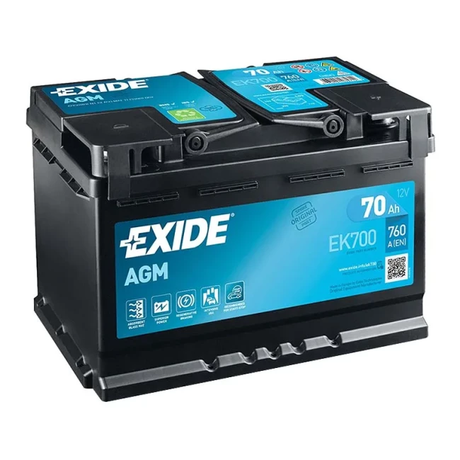 Автомобільний акумулятор EXIDE AGM 6СТ-70Ah Start-Stop АзЕ (EK700)