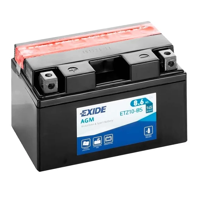 Мото акумулятор EXIDE AGM 6СТ-8.6Ah Аз (ETZ10-BS)
