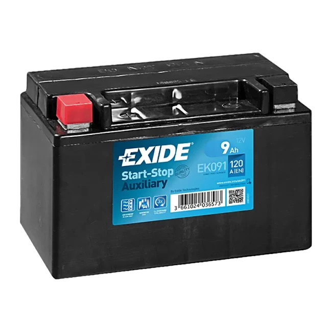 Мото акумулятор EXIDE Start-Stop Auxiliary 6СТ-9Ah Аз (EK091) Мото акумулятор EXIDE Start-Stop Auxiliary 6СТ-9Ah Аз (EK091)