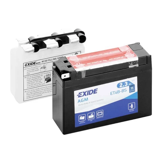 Мото аккумулятор EXIDE AGM 6СТ-2.3Ah АзЕ (ET4B-BS) Мото аккумулятор EXIDE AGM 6СТ-2.3Ah АзЕ (ET4B-BS)