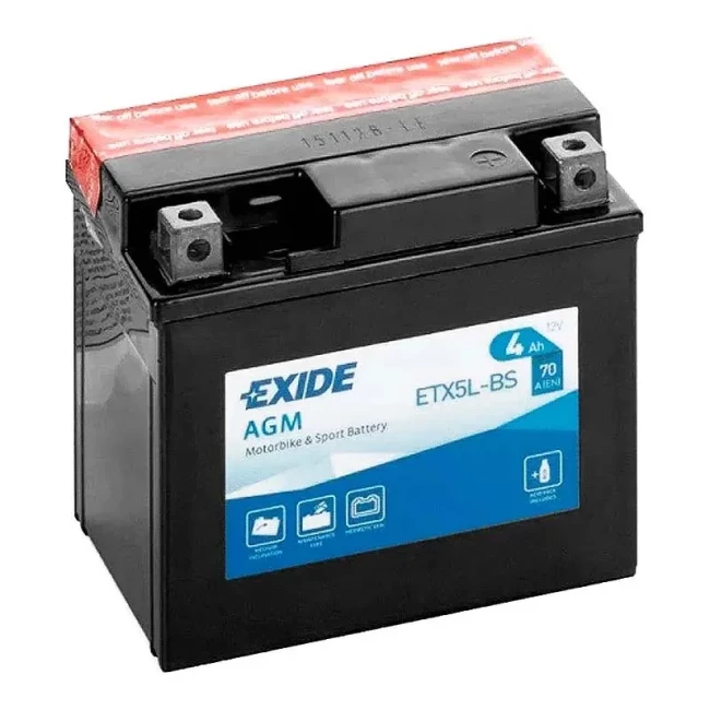 Мото аккумулятор EXIDE AGM 6СТ-4Ah АзЕ (ETX5L-BS)