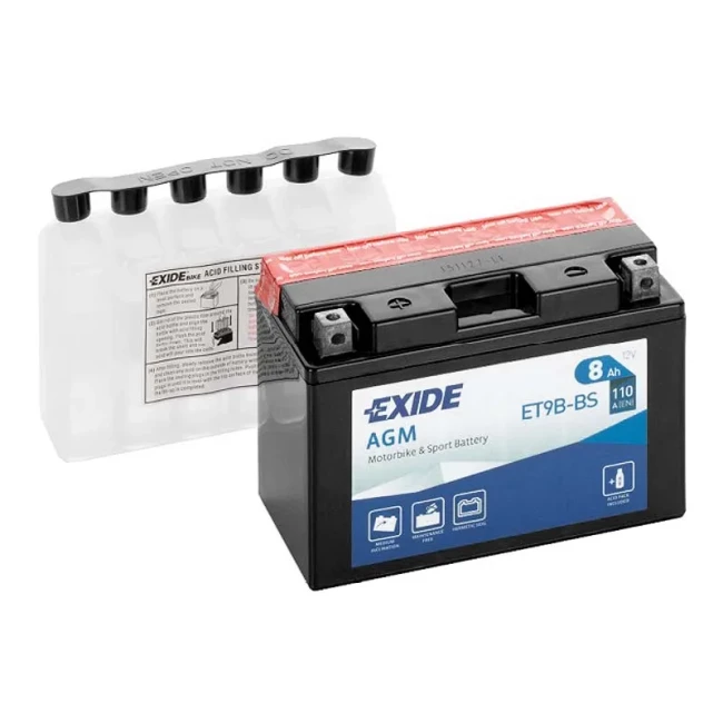 Мото аккумулятор EXIDE AGM 6CT-8Ah Аз (ET9B-BS)