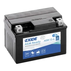 Мото аккумулятор залитый и заряженный EXIDE AGM 3Ah АзЕ 50A (AGM12-4)