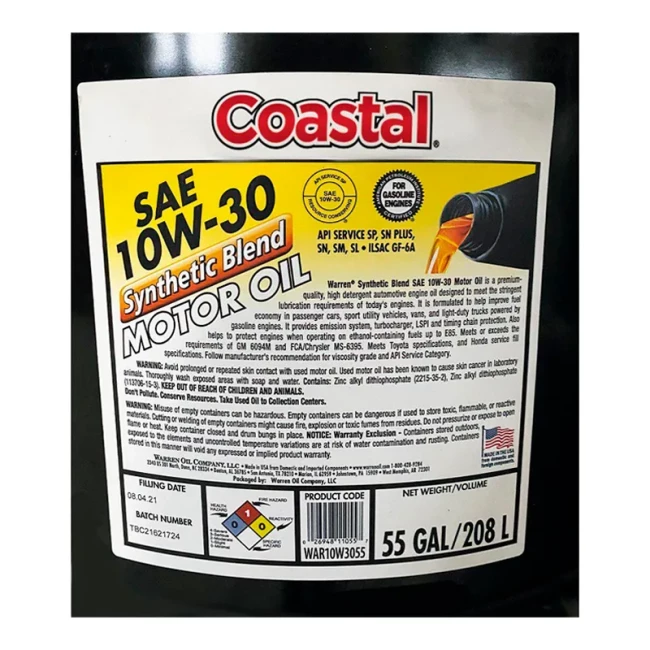 Моторное масло Coastal Synthetic Blend 10W-30 208,2л (302212)