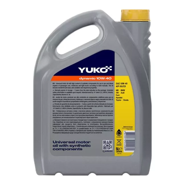 Моторна олива Yuko Dynamic 10W-40 5л (4820070242089)