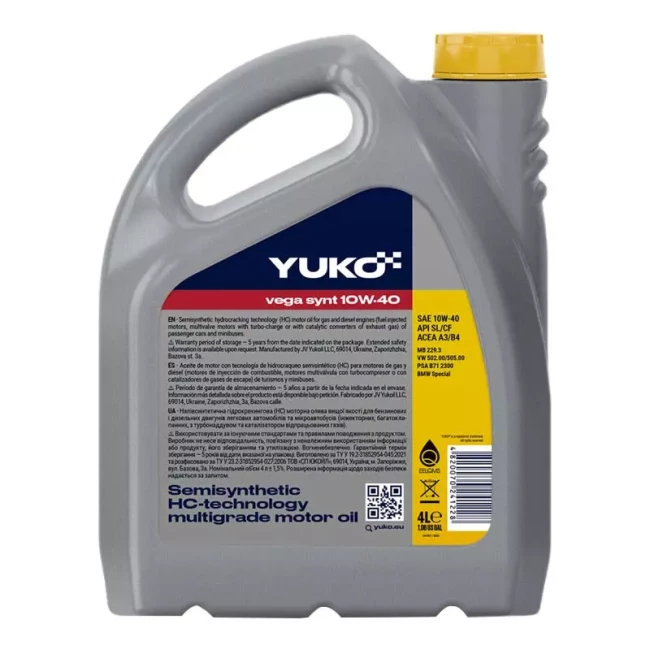 Моторное масло Yuko Vega Synt 10W-40 4л (4820070241228)