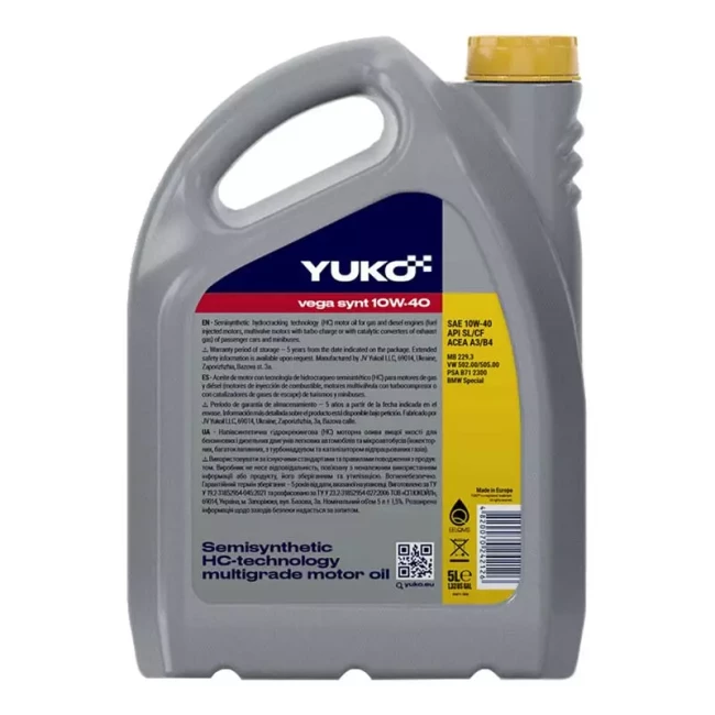 Моторное масло Yuko Vega Synt 10W-40 5л (4820070242126)