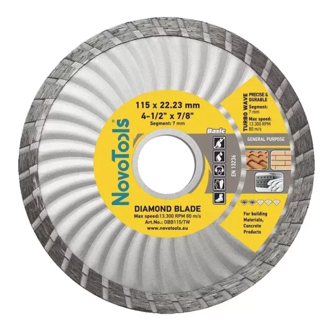Алмазне коло NovoTools Basic 125 мм*7 мм*22,23 мм Турбохвиль (DBB125/TW) (134125)