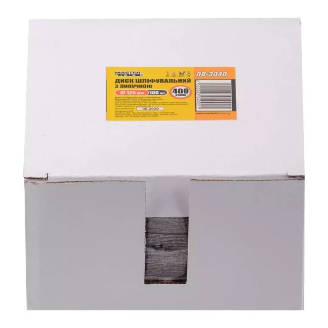 Круг шліфувальний Master Tool на липучці 125 мм P 400 SHOWBOX 100 шт (08-3040PC)